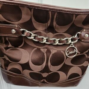 Coach Brown Signature Chain Tote